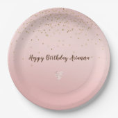 Peach roze Blush Gold Glitz Confetti Sparkle Heart Papieren Bordje (Voorkant)