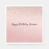 Peach roze Blush Gold Glitz Confetti Sparkle Heart Servet (Voorkant)