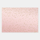 Peach roze Blush Gold Glitz Confetti Sparkle Inpakpapier Vel (Voorkant 2)