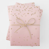 Peach roze Blush Gold Glitz Confetti Sparkle Inpakpapier Vel (In situ)