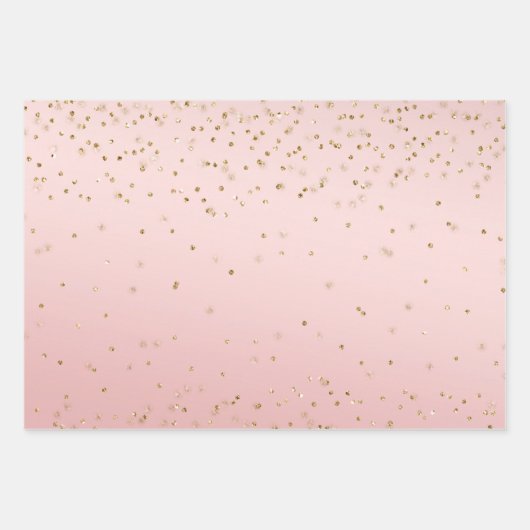 Peach roze Blush Gold Glitz Confetti Sparkle Inpakpapier Vel (Voorkant)