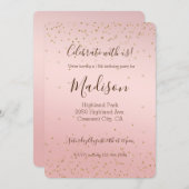 Peach roze Blush Gold Glitz Confetti Sparkle Kaart (Voorkant / Achterkant)