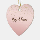 Peach roze Blush Gold Glitz Confetti Sparkle       Keramisch Ornament (Links)