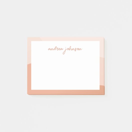 Peach roze boho Waves Modern Script Monogram Post-it® Notes (Voorkant)