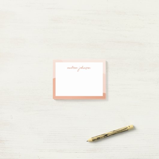 Peach roze boho Waves Modern Script Monogram Post-it® Notes (Op bureau)