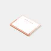 Peach roze boho Waves Modern Script Monogram Post-it® Notes (Schuin)
