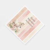 Peach Roze Cream Stripes Paard Verjaardag Servet (Hoek)