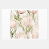 Peach Roze Crème Tulpen Strepen Paard Bloemen Inpakpapier Vel (Voorkant 3)