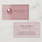 Peach roze Damask Button Salon Spa visitekaartje (Voorkant / Achterkant)