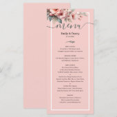 Peach Roze Elegant Botanisch Wedding Menu (Voorkant / Achterkant)