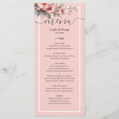Peach Roze Elegant Botanisch Wedding Menu (Voorkant)