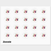 Peach roze en Paarse bloemen bruiloft Ronde Sticker (Vel)