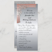 Peach Roze en Zilver Wedding Program Rack Kaart (Voorkant / Achterkant)