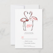 Peach roze flamingos Flamingo Elegant Wedding RSVP (Voorkant)