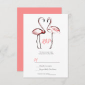 Peach roze flamingos Flamingo Elegant Wedding RSVP (Voorkant / Achterkant)