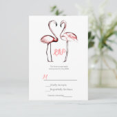 Peach roze flamingos Flamingo Elegant Wedding RSVP Kaartje (Staand voorkant)