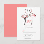 Peach roze flamingos Flamingo Elegant Wedding RSVP Kaartje (Voorkant / Achterkant)