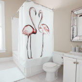 Peach roze flamingos Flamingo Tropical Douchegordijn (In situ)