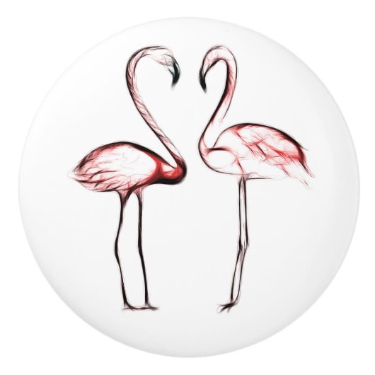 Peach roze flamingos Flamingo Tropical Keramische Knop (Voorkant)