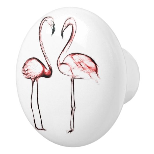 Peach roze flamingos Flamingo Tropical Keramische Knop (Rechts)