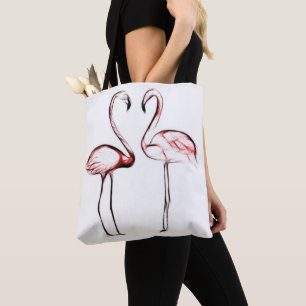 Peach roze flamingos Flamingo Tropical Tote Bag