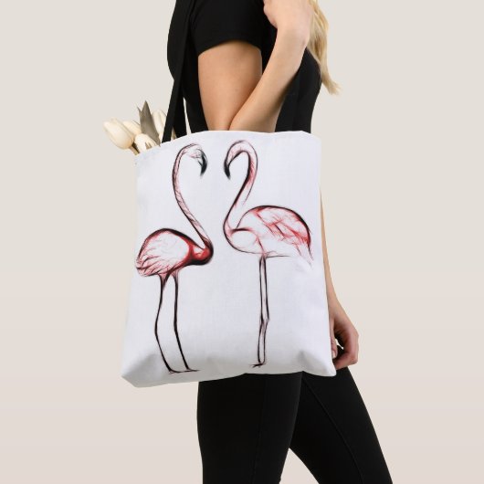 Peach roze flamingos Flamingo Tropical Tote Bag (Dichtbij)