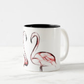 Peach roze flamingos Flamingo Tropical Tweekleurige Koffiemok (Voorkant rechts)