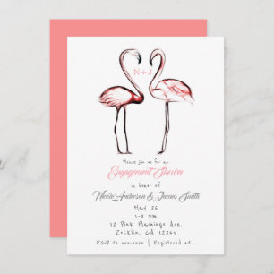 Peach roze flamingos Flamingo Verloving Shower Kaart
