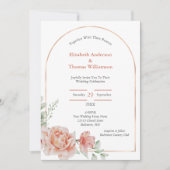 Peach roze Floral Arch Border Elegant Weddenschap Kaart (Voorkant)