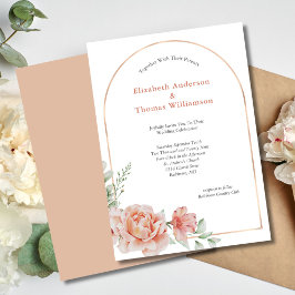 Peach roze Floral Arch Border Elegant Weddenschap Kaart