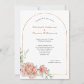 Peach roze Floral Arch Border Elegant Weddenschap Kaart (Voorkant)