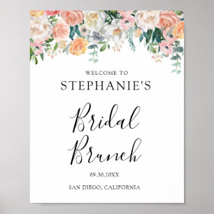 Peach roze Floral Bridal Brunch Poster
