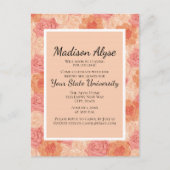 Peach roze Floral College Trunk Party Invitation Uitnodiging Briefkaart (Voorkant)