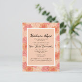 Peach roze Floral College Trunk Party Invitation Uitnodiging Briefkaart (Staand voorkant)