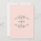 Peach roze Floral Eucalyptus Greenery Wedding Kaart (Achterkant)