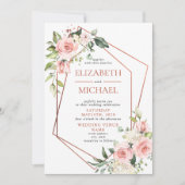 Peach roze Floral eucalyptus Weddenschap Kaart (Voorkant)