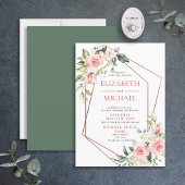 Peach roze Floral eucalyptus Weddenschap Kaart