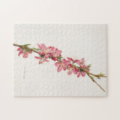 Peach roze Flowers Waterverf schilderen Legpuzzel (Horizontaal)