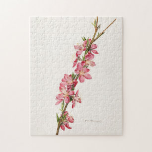 Peach roze Flowers Waterverf schilderen Legpuzzel