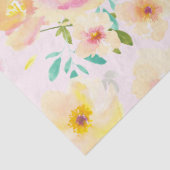Peach roze gele Waterverf Floral Tissuepapier (Detail)