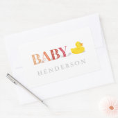 Peach roze Girl Rubber Duck Baby shower Favor Rechthoekige Sticker (Envelop)
