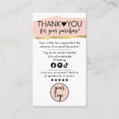 Peach roze Gold en Black Bedankt voor uw bestellin Visitekaartje (Voorkant)