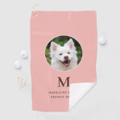 Peach roze huisdier foto gepersonaliseerd golfhanddoek (Insitu)