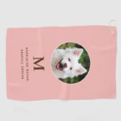 Peach roze huisdier foto gepersonaliseerd golfhanddoek (Horizontaal)