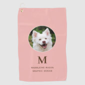 Peach roze huisdier foto gepersonaliseerd golfhanddoek (Voorkant)