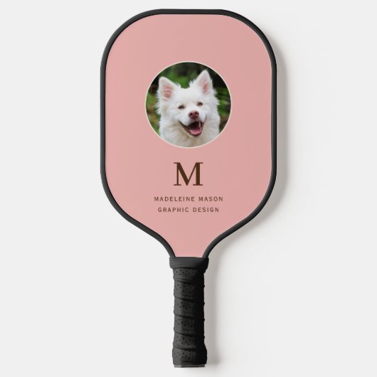 Peach roze huisdier foto gepersonaliseerd pickleball paddle (Voorkant)