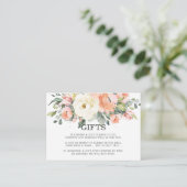 Peach roze ivory White Floral Wedding well Informatiekaartje (Staand voorkant)