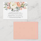 Peach roze ivory White Floral Wedding well Informatiekaartje (Voorkant / Achterkant)