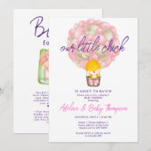 Peach roze kleine chick op het punt om Baby shower Kaart (Voorkant / Achterkant)