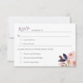 Peach Roze Lavendel Waterverf bruiloft RSVP's RSVP Kaartje (Voorkant)